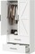 White Engineered Wood Wardrobe with Metal Accents, Drawers and Hanging Rod
